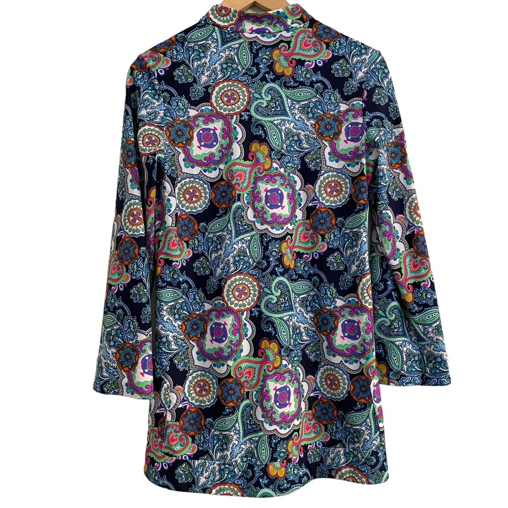 Jude Connally Ruthie Long Sleeve Split Neck Floral Paisley Tunic Top Small - Picture 2 of 11
